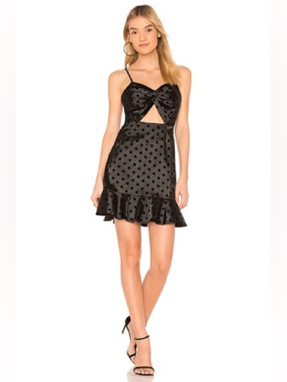 By the way. Black Polka Dot Twist Front Spaghetti Strap Dress